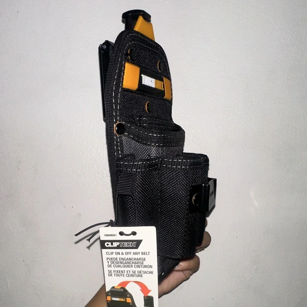 TOUGHBUILT ClipTech Clip-On Tool Pouch Belt Holster Technician Black/Yellow NWT